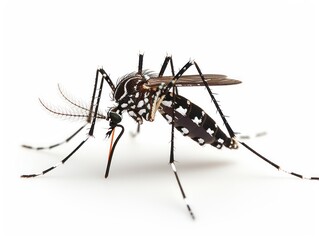 dengue mosquito, aedes aegypti, on white background