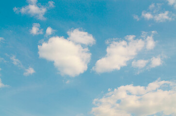 Summer blue sky cloud gradient light white background. Beauty clear cloudy in sunshine calm bright winter air bacground.