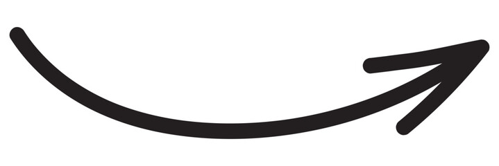 Round curl long arrow. Thin arrow curled symbol icon. Arrow swish sign.