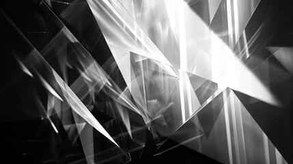 glass triangles floating in black space