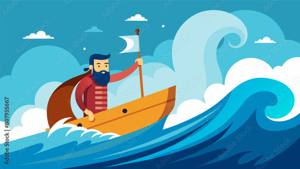 Poster with each powerful gust of wind and rolling wave the stoic ship pressed on its captain displaying a 