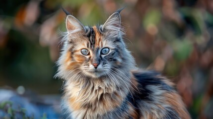 cat with blue eyes, sitting on the floor against a dark background