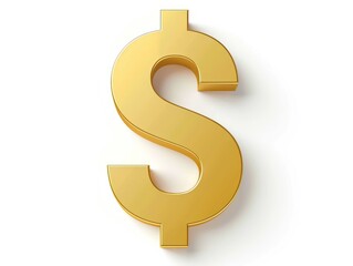 Obraz premium gold dollar sign, white background