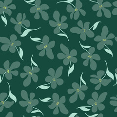 floral pattern. Seamless pattern with  flowers, on green background vector.	

