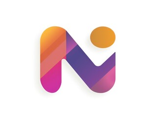 N letter, logo icon, color, white background