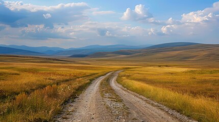 straight long road in desert land