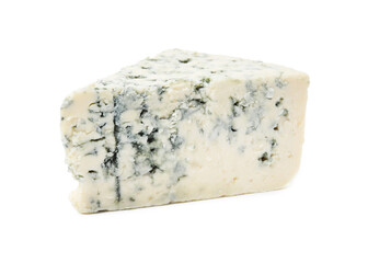 Piece of delicious blue cheese isolated on white