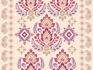 Beautiful ikat ethnic  seamless pattern in tribal. Beautiful fabric Indian style. Design for background, wallpaper, illustration, fabric, clothing, carpet, textile, batik, embroidery.