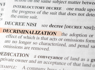 close up photo of the words decriminalization