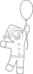 Gingerbread man Christmas Balloon Vector Graphic Art Illustration