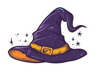 Halloween witch hat in white background