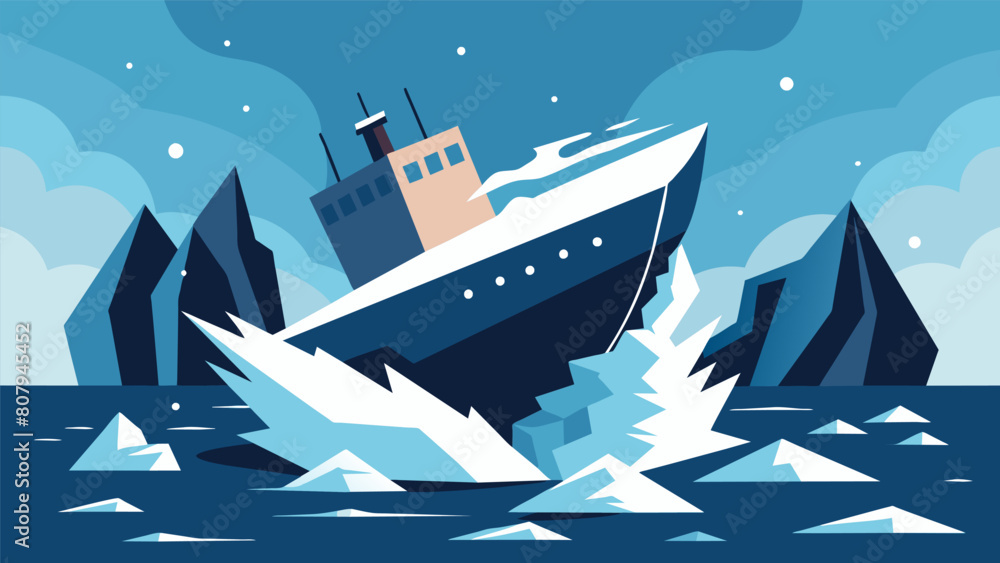 Poster a ship breaking through ice representing the perseverance and strength needed to break through the c