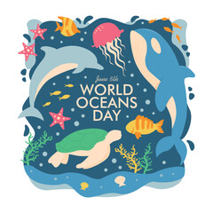 vector world oceans day poster template