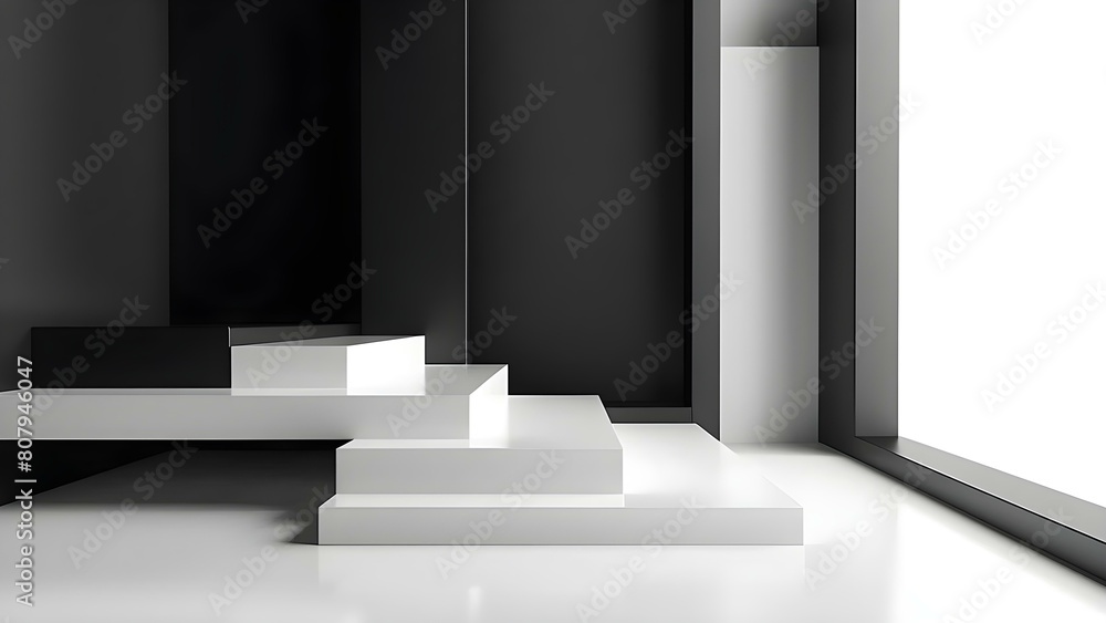 Poster modern black and white mockup display with geometric design and empty space. concept black and white