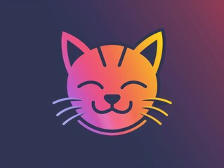 Obraz premium cat draw line gradient logo design