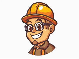 builder mascot with construction hat