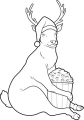 Reindeer Christmas Popcorn Animal Vector Graphic Art Illustration