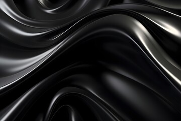 Obraz premium Luxury 3d silk texture black background. Fluid iridescent holographic neon curved wave in motion black elegant background. Silky cloth luxury fluid wave banner.