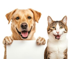 veterinary dog and cat holding clear whiteboard at white background