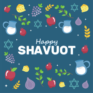 vector jewish shavuot celebration greeting card template