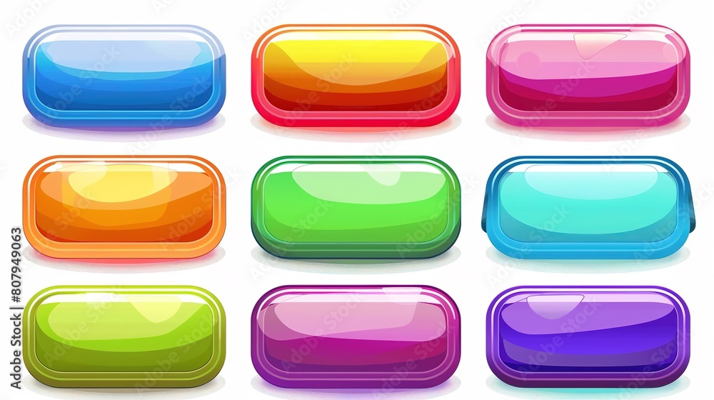 Wall mural A vibrant collection of glossy colored web buttons for various applications - ideal for websites and user interfaces