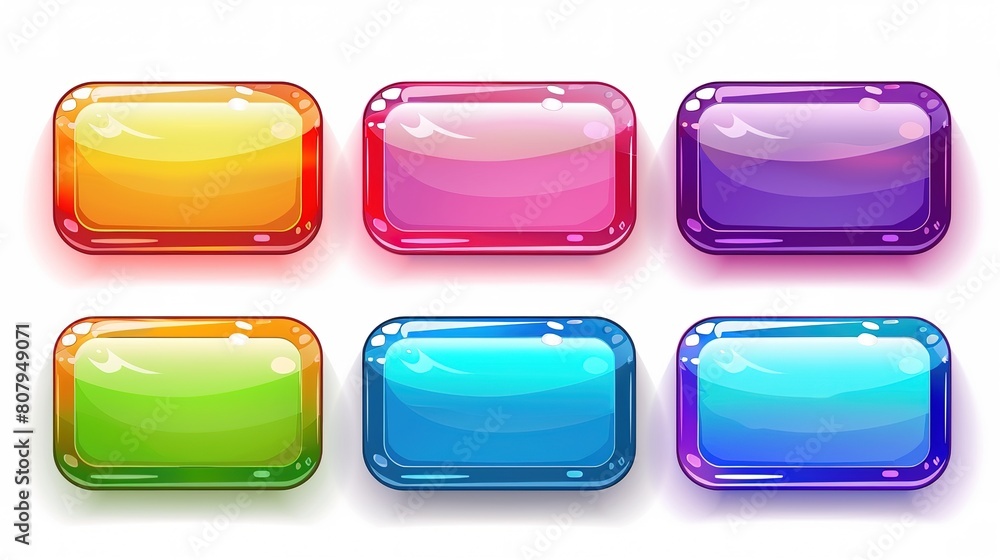 Wall mural a vibrant collection of glossy colored web buttons for various applications - ideal for websites and