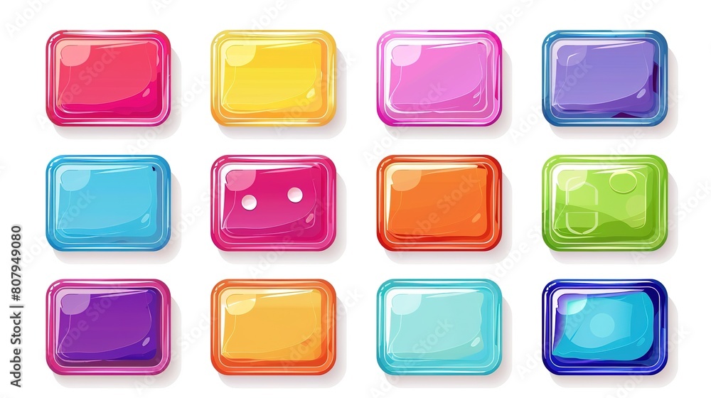Wall mural a vibrant collection of glossy colored web buttons for various applications - ideal for websites and