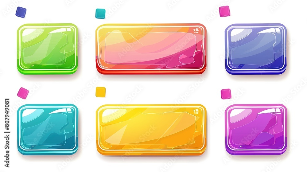 Wall mural A vibrant collection of glossy colored web buttons for various applications - ideal for websites and user interfaces