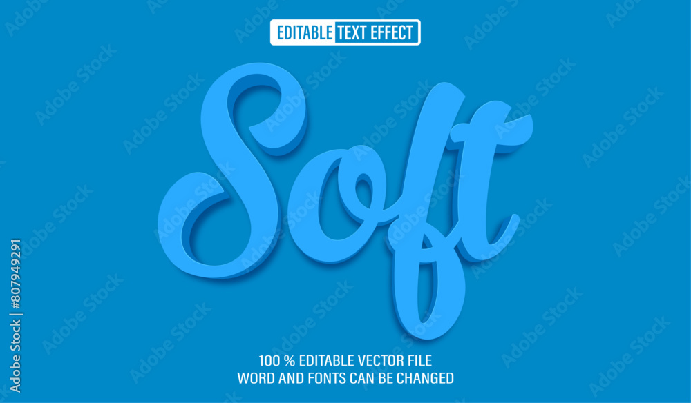 Poster editable 3d text style effect - soft blue text effect template