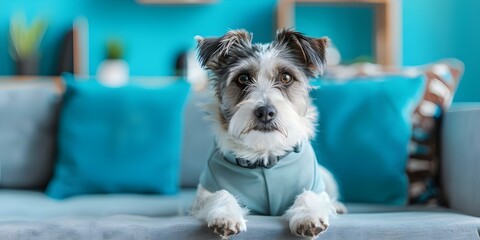 A dog in a suit working in a petfriendly corporate office setting. Concept Pets at Work, Dog in...