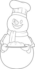 Snowman Christmas Baker Vector Graphic Art Illustration