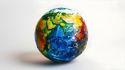 Fototapeta premium Earth Day celebrates global environmental awareness and sustainability with a colorful globe. Concept Environmental Awareness, Earth Day Celebration, Global Sustainability, Colorful Globe