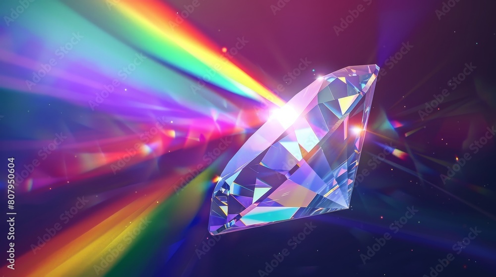 Aufkleber an optical hologram of diamond light and rainbow prism flare glass with an abstract overlay of iride