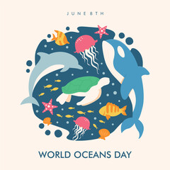 vector world oceans day banner template