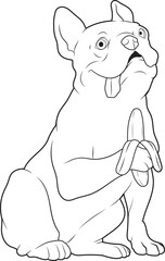 French Bulldog Banana Animal Vector Graphic Art Illustration