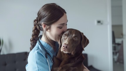 A Veterinarian Comforting a Dog