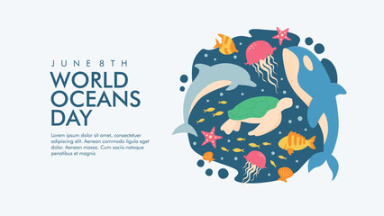 vector world oceans day background template