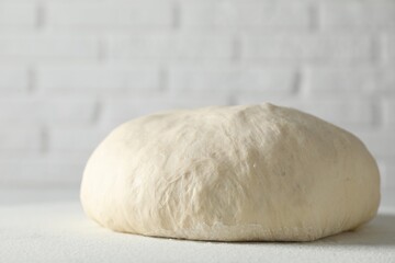 Fresh raw homemade dough on light table