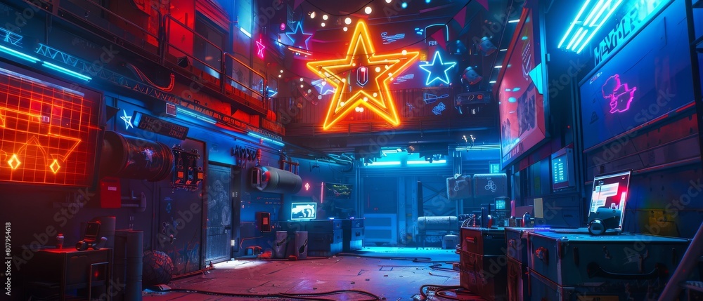 Poster 3d third person shooter online multiplayer battle royale. tactical arcade with colorful hero charact