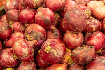 Fresh Group of shallot in market