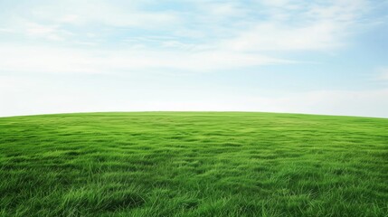 Obraz premium Photorealistic Beautiful Landscapes: Large Green Grass Field with Blue Sky