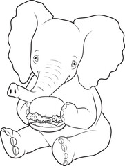 Elephant Burger Animal Vector Graphic Art Illustration