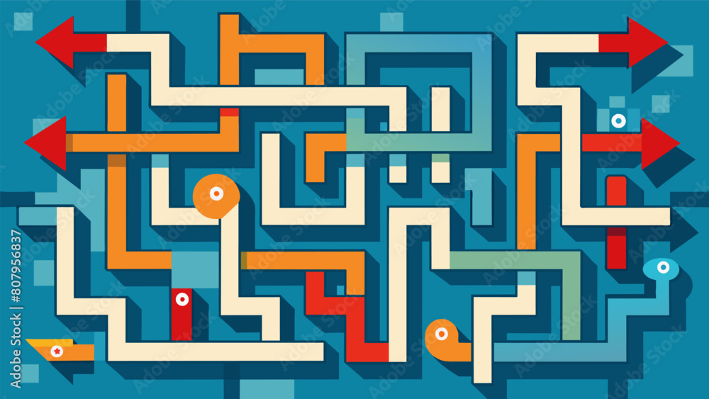 Aufkleber a confusing and chaotic maze where every direction seems like the right one but ultimately leads to 