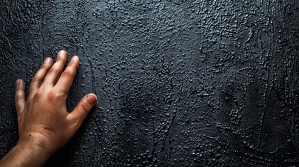 A hand reaching out to touch a wet surface with water droplets, AI - Powered by Adobe