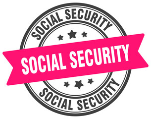 social security stamp. social security label on transparent background. round sign