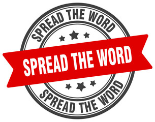 spread the word stamp. spread the word label on transparent background. round sign