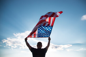 Man with USA flag.