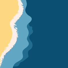 Beach by the sea, illustration with a top view.