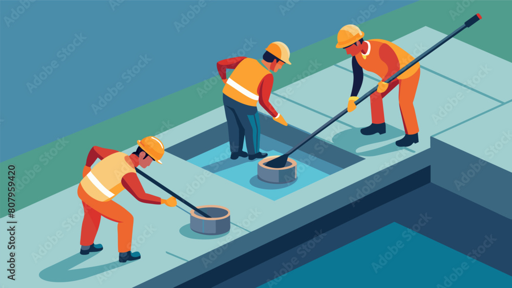 Poster with precision and expertise the workers guide the concrete into every corner and crevice of the fou