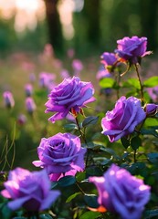 Bright lilac roses on the meadow in front of the f.jpg